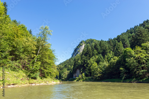 Dunajec river in Pieniny National Park. Dunajec is a popular tourist spot for boat rafting. Poland.