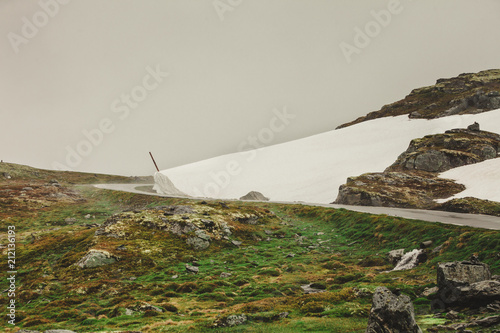 Aurlandsvegen mountain road between Aurland and Laerdal in Norway photo