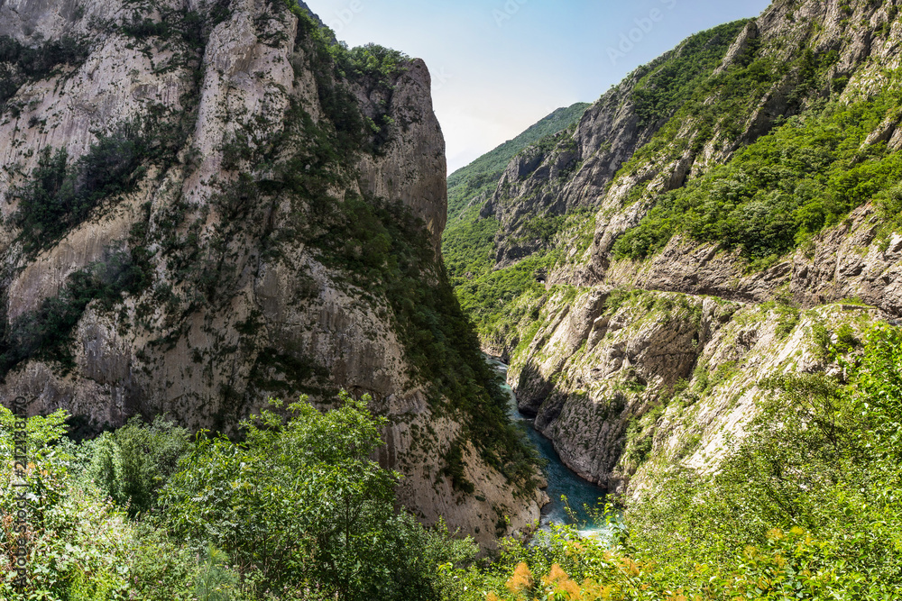 The purest waters of the river Moraca flowing among the canyons.