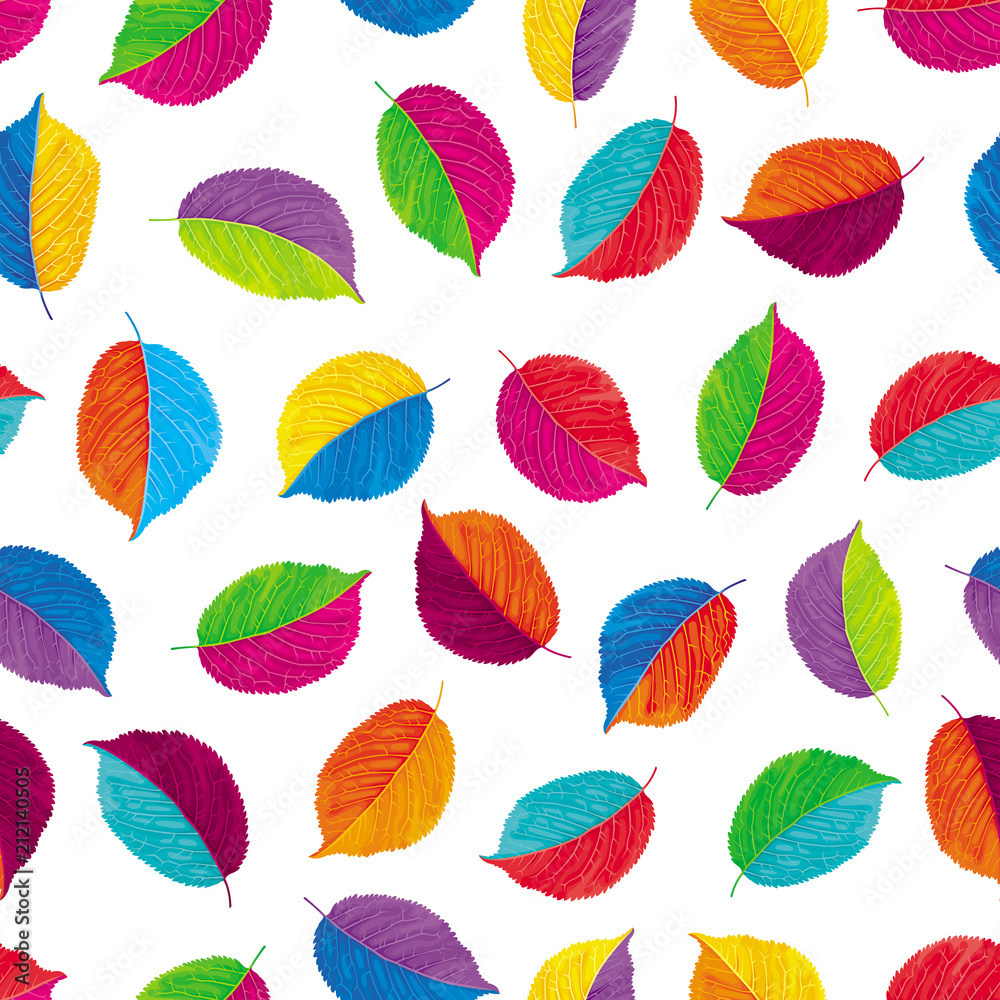 Fototapeta premium Colorful leaves vector seamless background