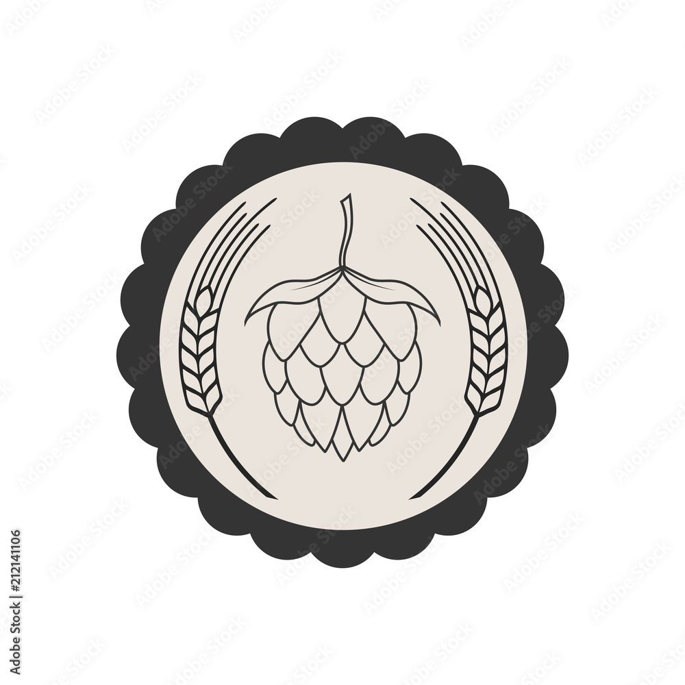 Hop and barley emblem icon label logo. Beer pub emblem. Craft beer logotype. Vector illustration. Hop and barley emblem icon label logo. Beer pub emblem. Craft beer logotype. Vector illustration.