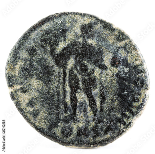 Ancient Roman copper coin of Emperor Theodosius. Reverse. photo