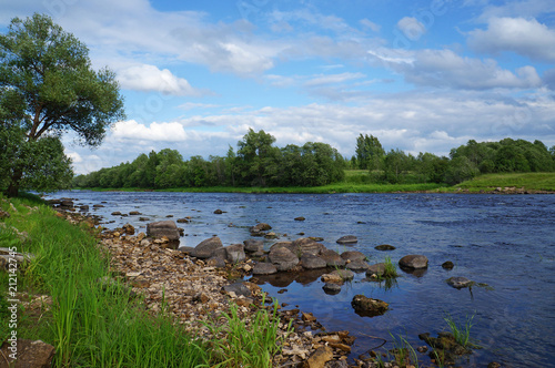 Summer day on Msta river. Russia, Novgorod region photo