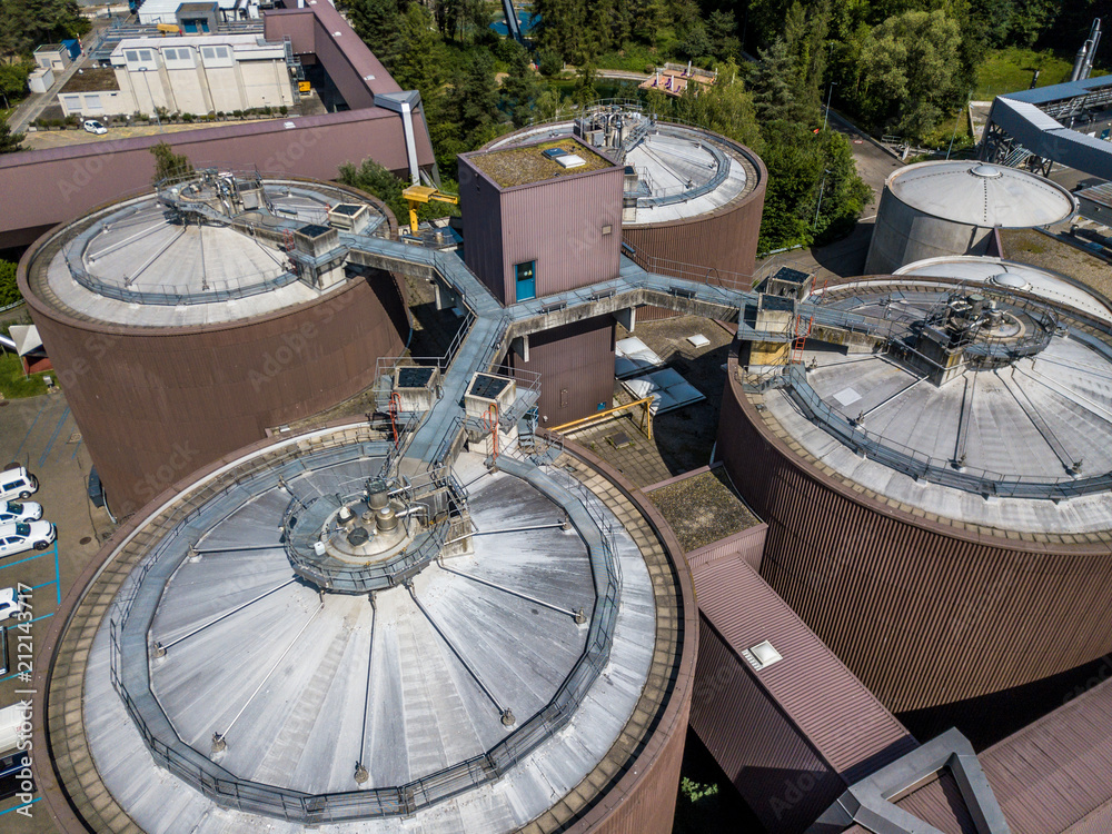  Aerial view of wastewater treatment plant in Switzerland, Europe