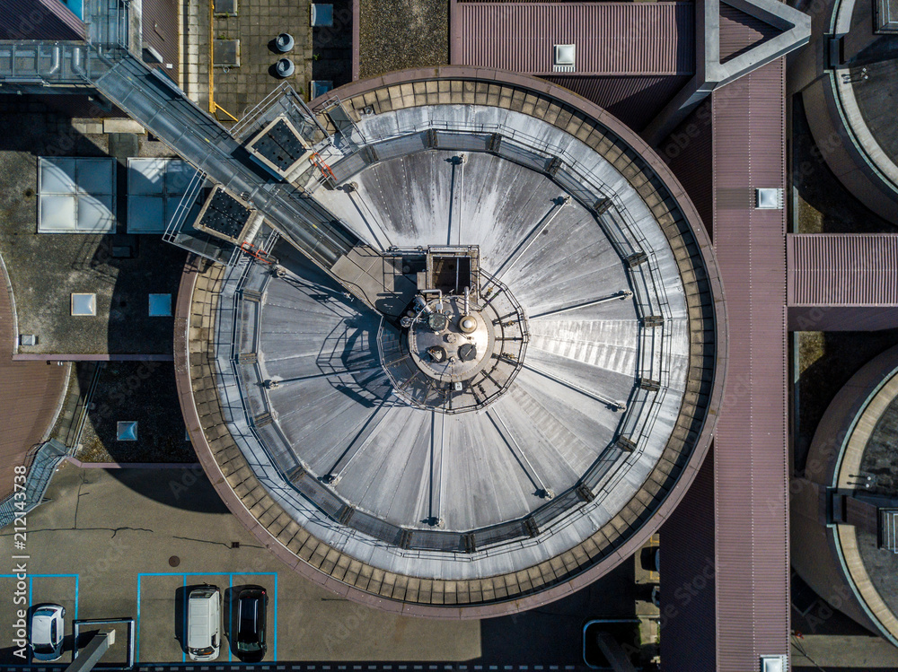 Fototapeta premium Aerial view of wastewater treatment plant in Switzerland, Europe