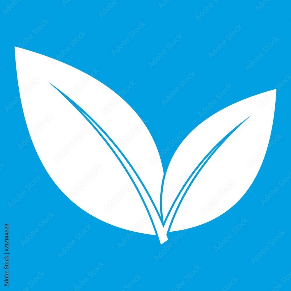 Leaf icon white isolated on blue background vector illustration Leaf icon white isolated on blue background vector illustration