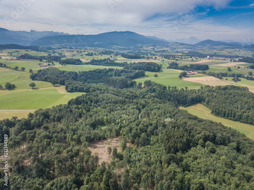 Aerial view of rural landscape in Switzerland