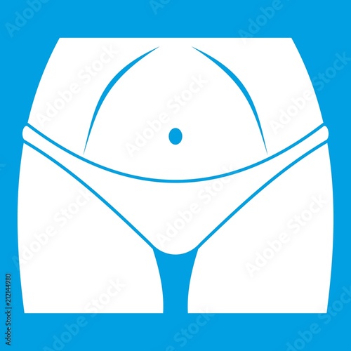 Slim woman body in panties icon white isolated on blue background vector illustration