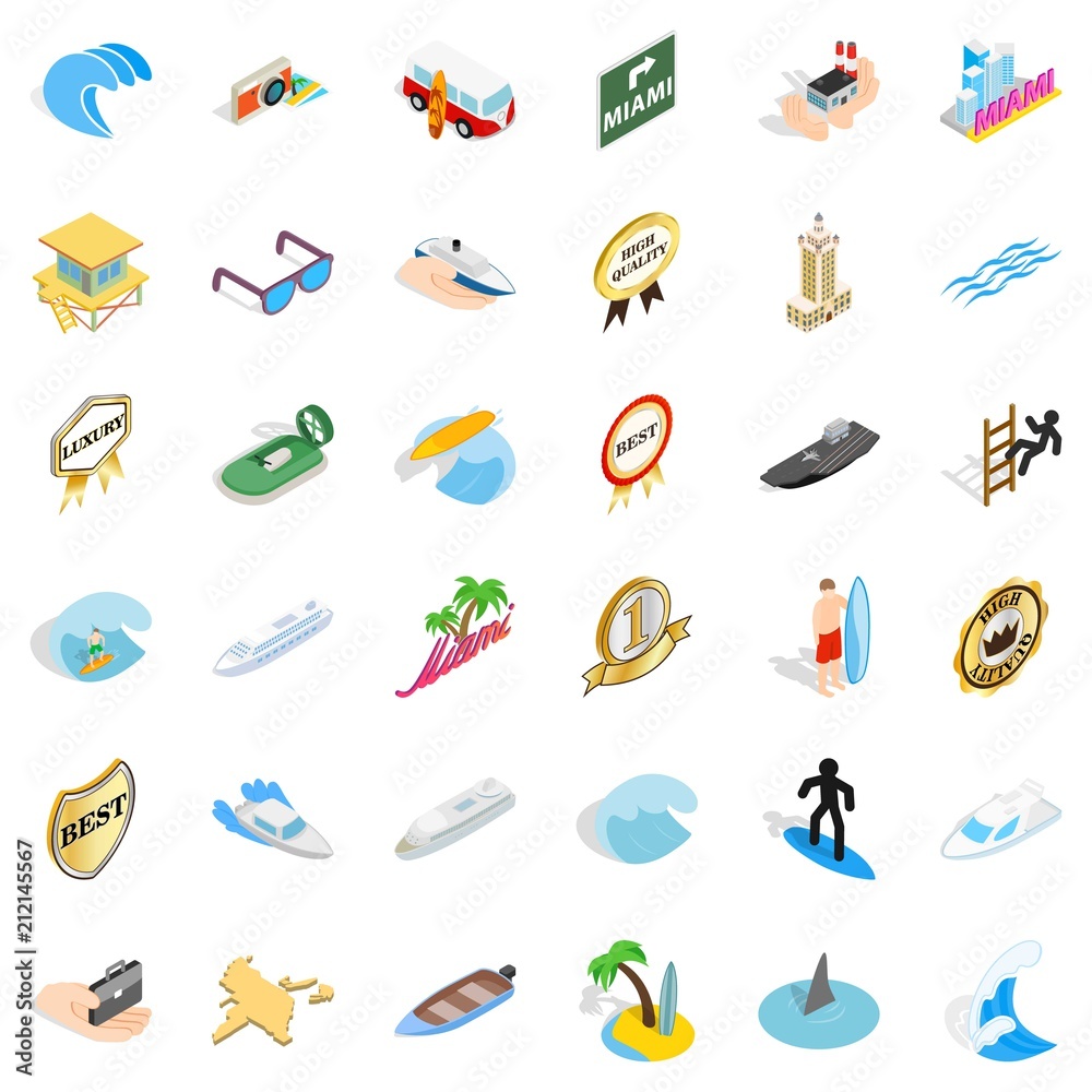 Boat icons set. Isometric style of 36 boat vector icons for web isolated on white background Boat icons set. Isometric style of 36 boat vector icons for web isolated on white background