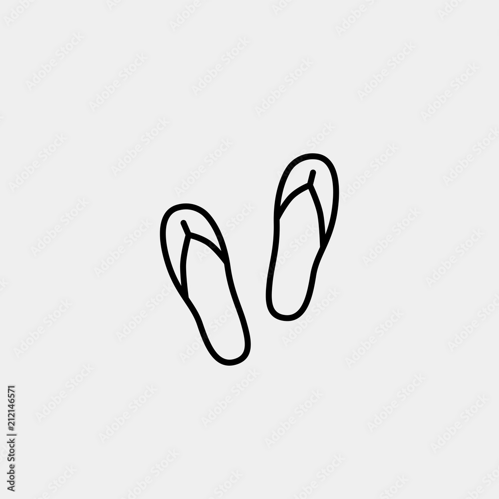 Beach slippers icon. Flip flops sign isolated on white background. Flat design style. Vector illustration. Beach slippers icon. Flip flops sign isolated on white background. Flat design style. Vector illustration.