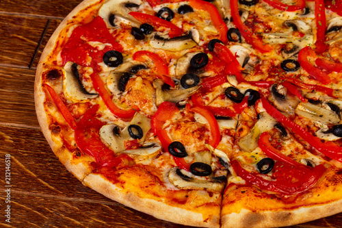 Vegetarian pizza with mushroom