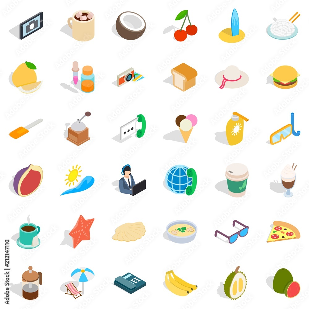 Good breakfast icons set. Isometric style of 36 good breakfast vector icons for web isolated on white background