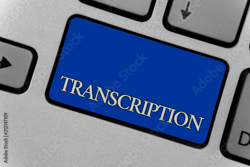 Konstfotografi Conceptual hand writing showing Transcription