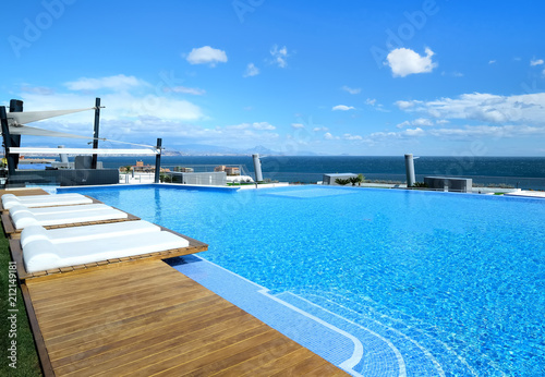 Poolside and view to the Sea