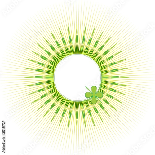 Bio background with clover. The background in the shape of a sun with space for text. Format vector and jpg.