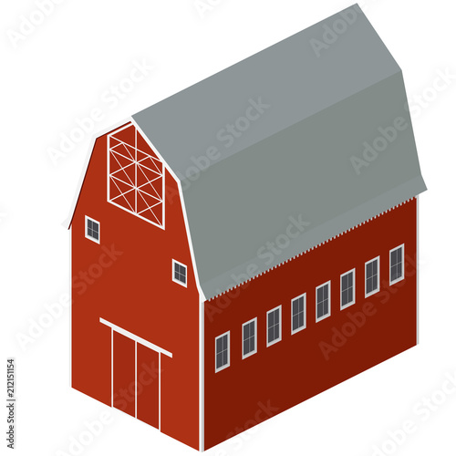 Isometric 2:1 red barn.