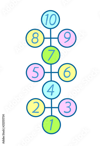 illustration with hopscotch game. Children street game