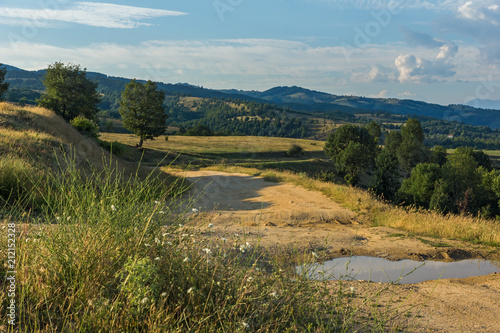 Sunset Landscape of Ograzhden Mountain and Petrich Valley, Blagoevgrad Region, Bulgaria