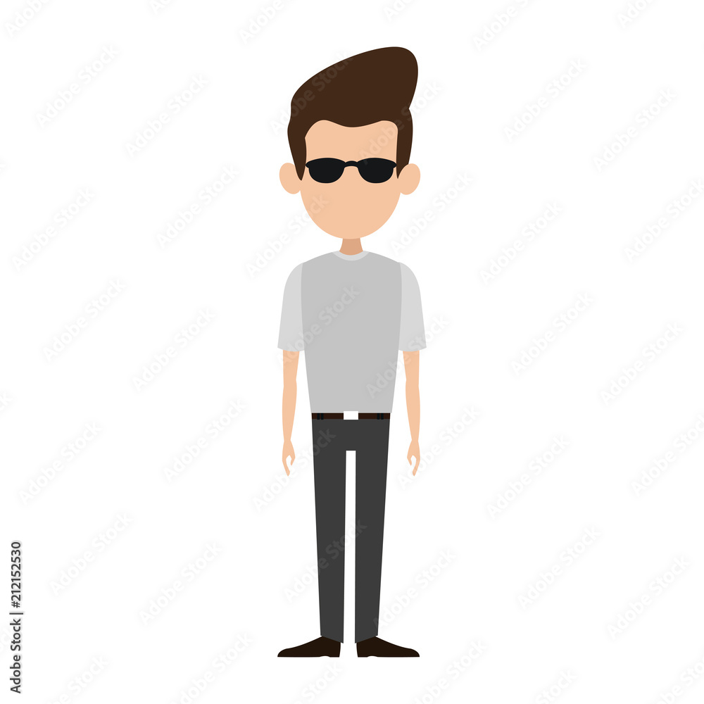 Man with sunglasses cartoon isolated vector illustration graphic design