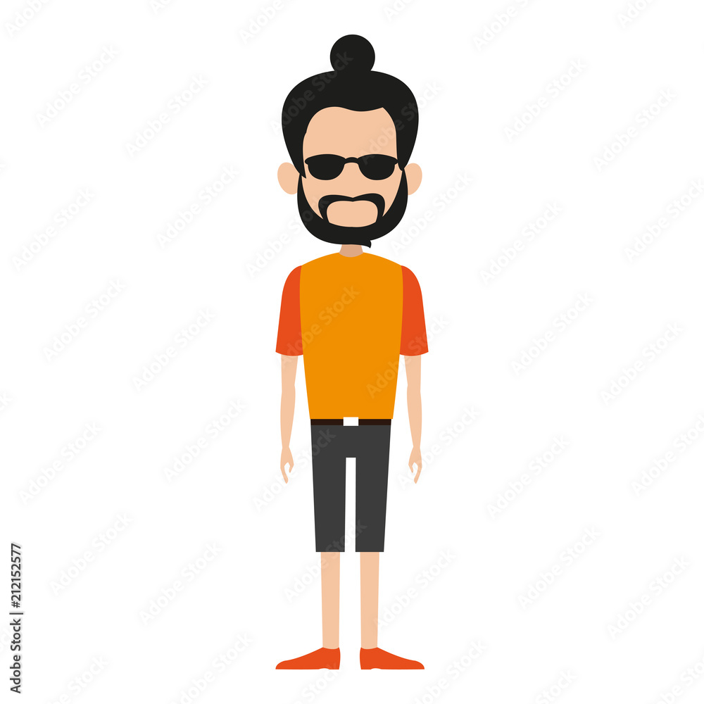 Man with sunglasses and beard cartoon isolated vector illustration graphic design