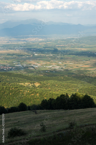 Sunset Landscape of Ograzhden Mountain and Petrich Valley, Blagoevgrad Region, Bulgaria