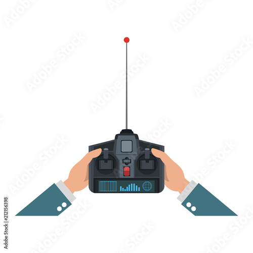 Hands using drone RC vector illustration graphic design