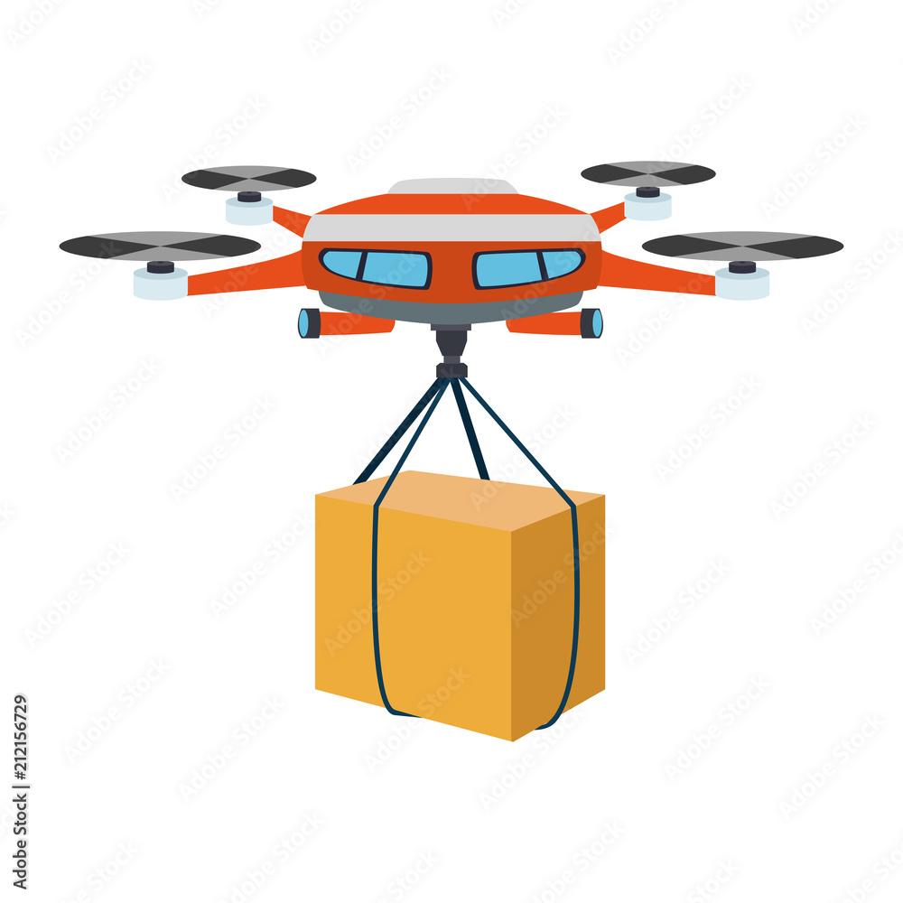 Drone with box vector illustration graphic design Drone with box vector illustration graphic design