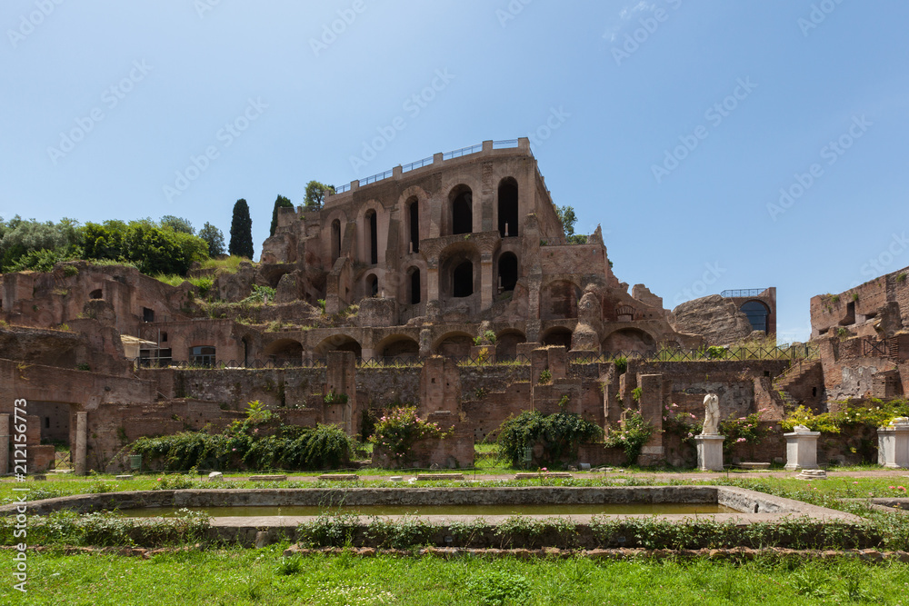 Ruins of Palatine hill palace in Rome, Italy (Circus Maximus)