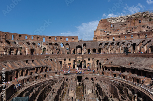 Interior of the great stadium Colosseum, Rome, Italy
