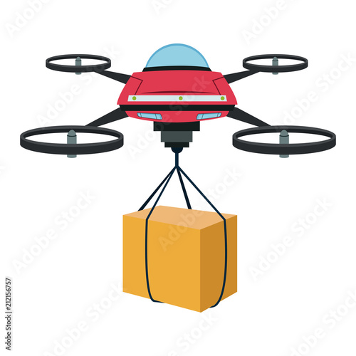 Drone with box vector illustration graphic design