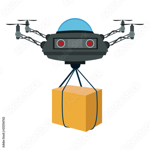 Drone with box vector illustration graphic design