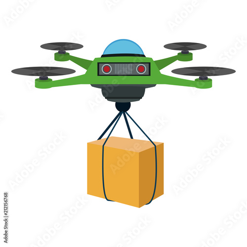Drone with box vector illustration graphic design