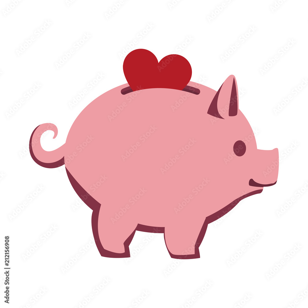Heart into piggy vector illustration graphic design Heart into piggy vector illustration graphic design