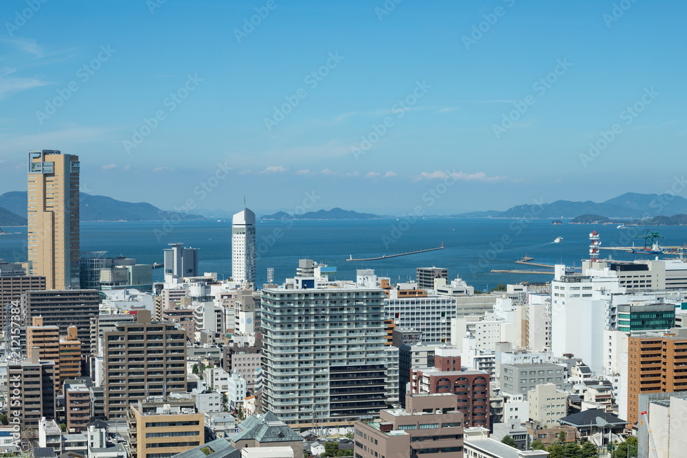 Fototapeta premium Cityscape of Takamatsu city,Kagawa,Shikoku,Japan
