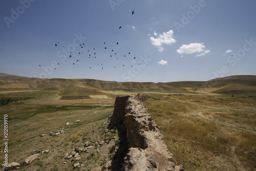 View of the ancient fortifications of Takht-e Soleyman, Iran photo