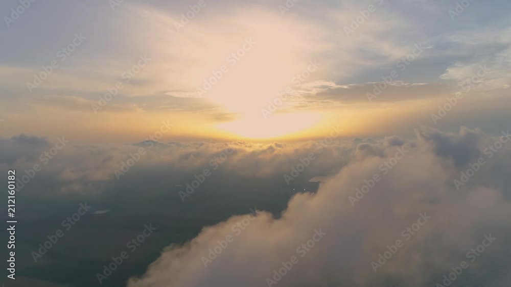Aerial View Epic Low Clouds Over Arapya, Black Sea -Bulgaria Sunset Fly Aerial View Epic Low Clouds Over Arapya, Black Sea -Bulgaria Sunset Fly