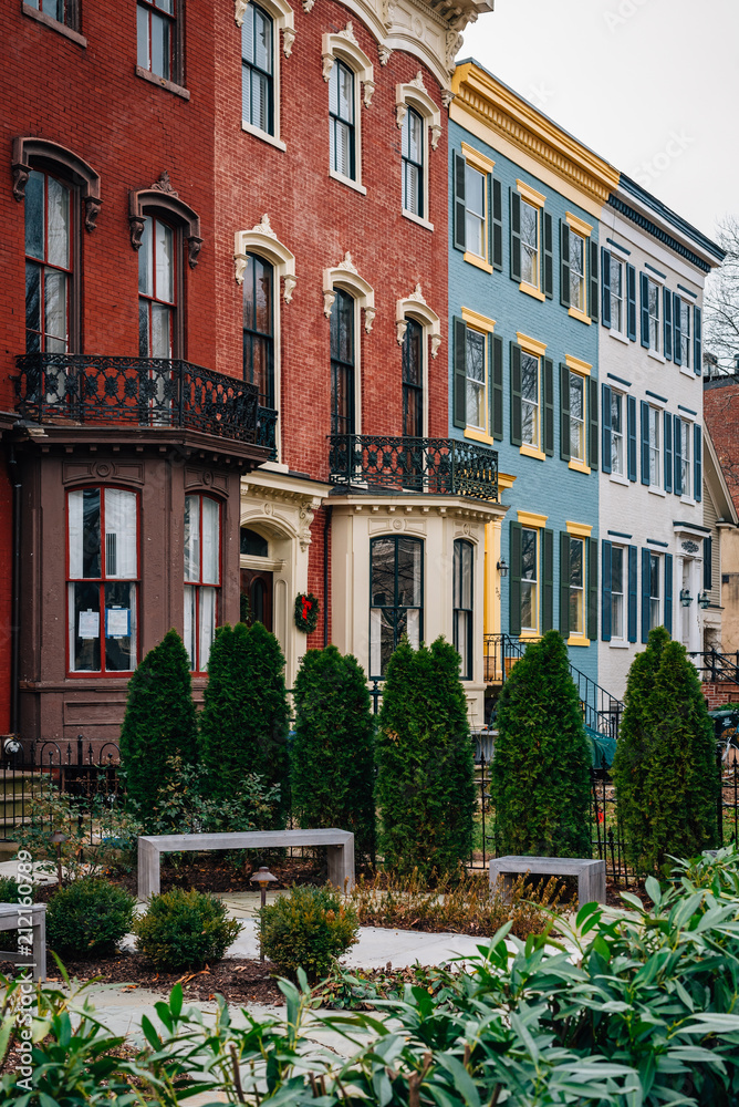 Colorful row houses in Capitol Hill, Washington, DC. Colorful row houses in Capitol Hill, Washington, DC.