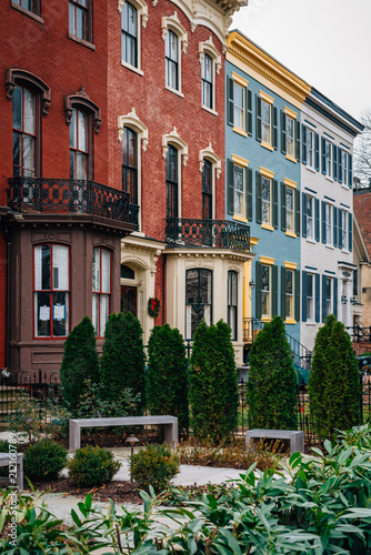 Colorful row houses in Capitol Hill, Washington, DC. © jonbilous