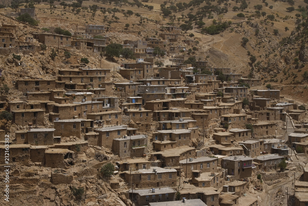Mudbrick houses in Palangan village, Kurdistan Province, Iran
