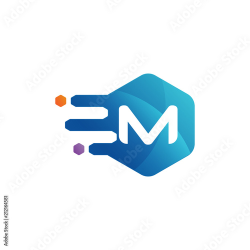 initial letter hexagon rounded logo