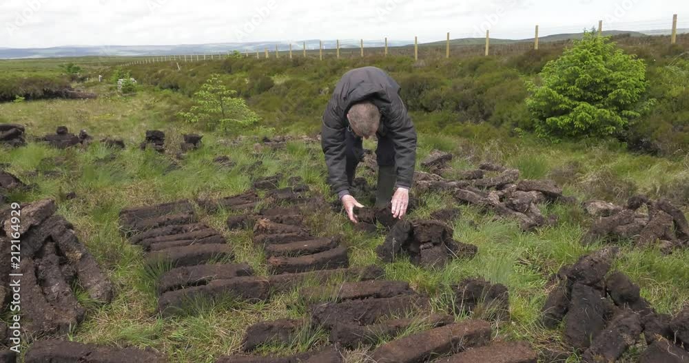 Peatland, bogland, Peat, drainage, coal, County Mayo. Turf