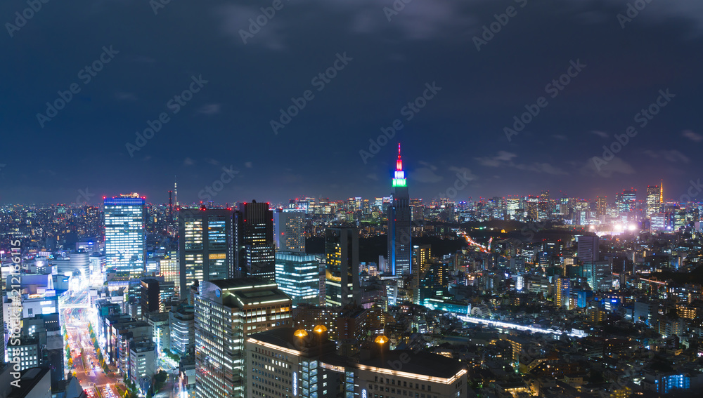 東京夜景・東京3大タワーを同時に望む・スカイツリー・ドコモタワー・東京タワー