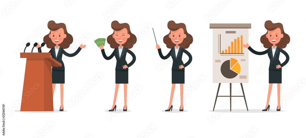 Obraz premium Set of Businesswoman character vector design. no9