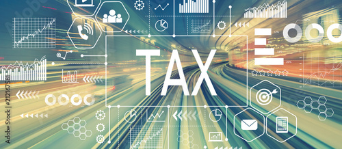 Tax with abstract high speed technology POV motion blurred image
