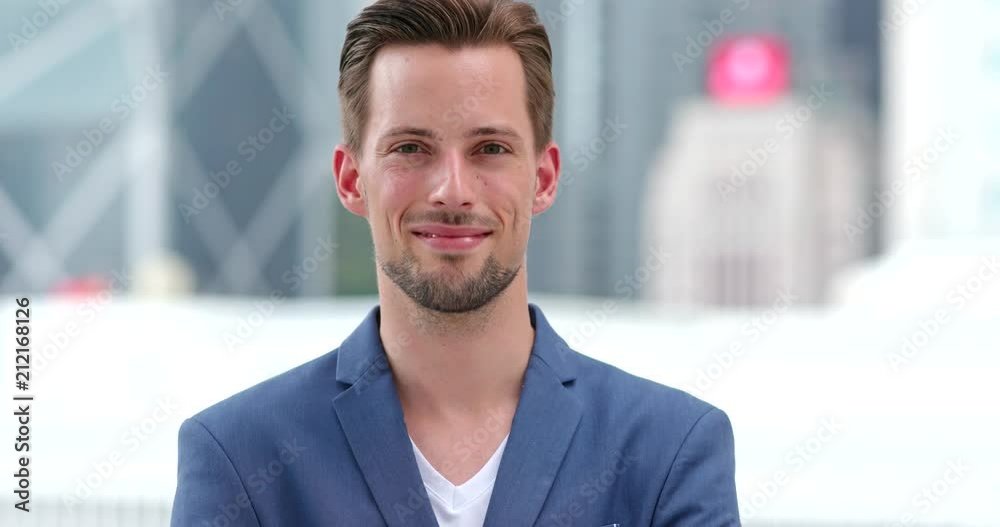 Caucasian man smile to camera Caucasian man smile to camera