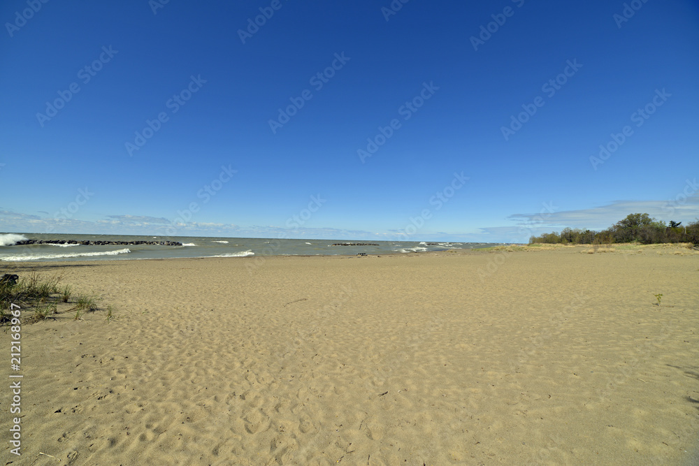Sandy beach on shore of lake Erie Sandy beach on shore of lake Erie