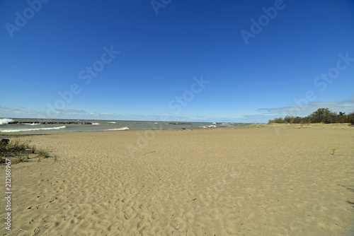 Sandy beach on shore of lake Erie