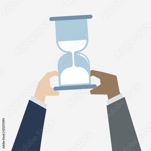 Illustration of hands holding a sandglass