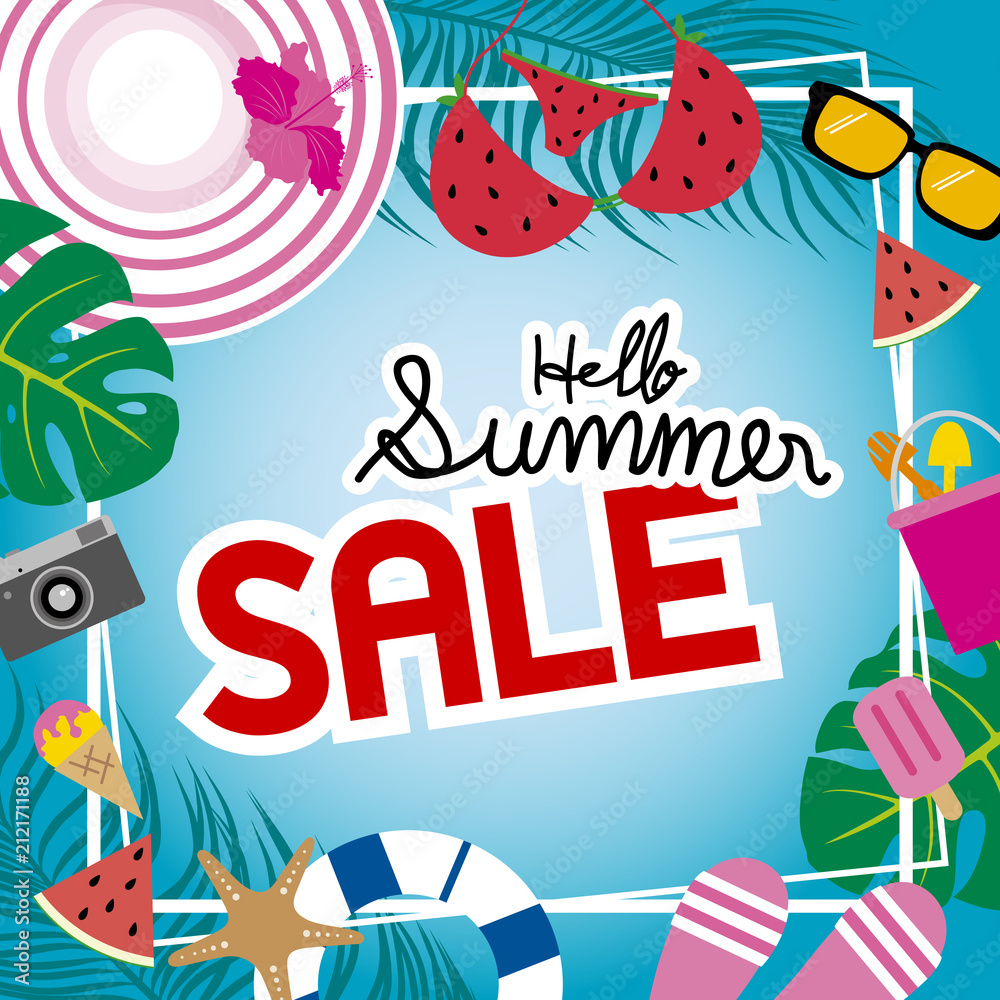 Summer sale banner background vector illustration