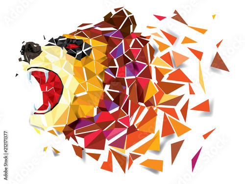 Low polygon BEAR geometric pattern. BEAR ANGRY vector eps10